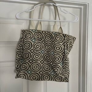 Stylish Beige and Black Tote Bag